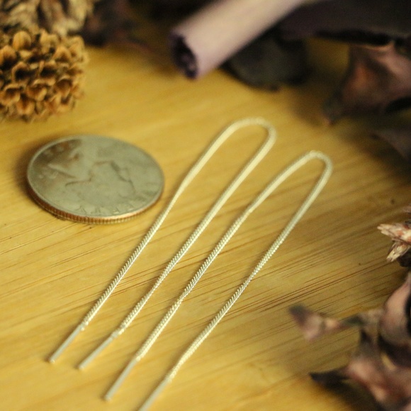 925 sterling silver thread dropped earrings - Picture 2 of 5